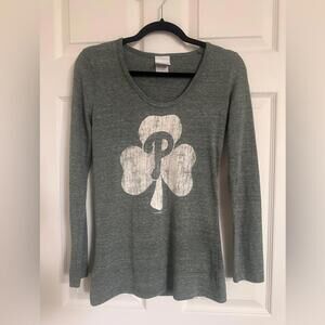 Philadelphia Phillies 5th & Ocean Heather Green Long Sleeve with Shamrock
